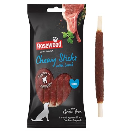 Rosewood Kau-Sticks für Hunde, Lammgeschmack - Rinderhaut, Zahnpflege, Getreide- und Glutenfrei, Keine Künstlichen Zusätze, 72 g von Rosewood