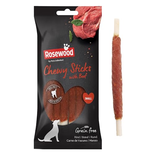 Rosewood Chewy Sticks Rind Small – Kaustangen für Hunde mit Rindfleisch, Rinderhautsnack, Rohhautsnack, unterstützt die Zahnpflege, ohne Getreide und Gluten, ohne künstliche Zusatzstoffe, 72 g von Rosewood