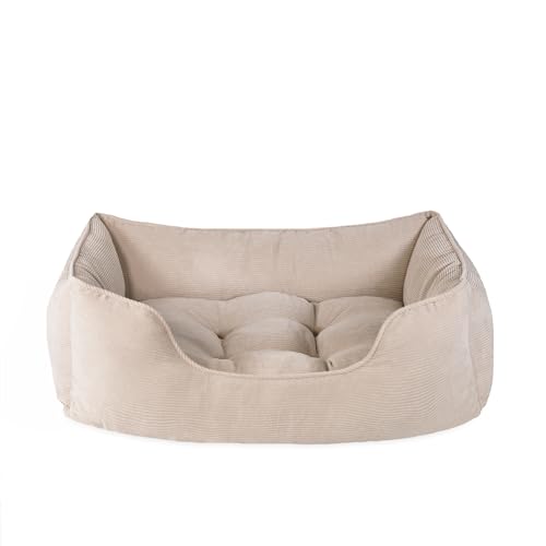 Rosewood Cord Hundebett, quadratisch, Beige, Größe L von Rosewood