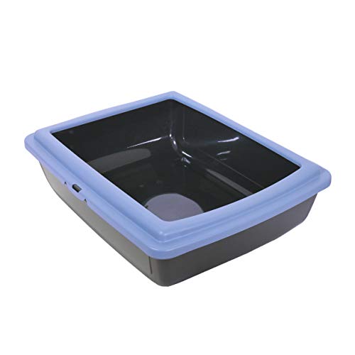 Rosewood Eco Line Katzentoilette mit Rand, Schieferblau/Schwarz, Medium von Rosewood