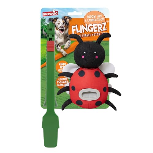 Rosewood Flingerz Marienkäfer Hundespielzeug Launcher - Interaktives Apportierspielzeug Flinger für aktive Hunde, langlebig und unterhaltsam von Rosewood