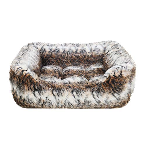 Rosewood Kleines Hundebett für Hunde, Kätzchen und Welpen, maschinenwaschbar, super weiches und kuscheliges Kunstfell, Tierdruck, Hundebett 54 x 47 x 14 cm von Rosewood