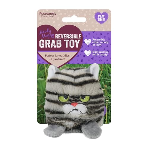 Rosewood Moody Moggy Reversible Grab Toy - Doppelseitiges, interaktives Katzenminze-Katzenspielzeug für fesselnde Spiele und Übungen von Rosewood