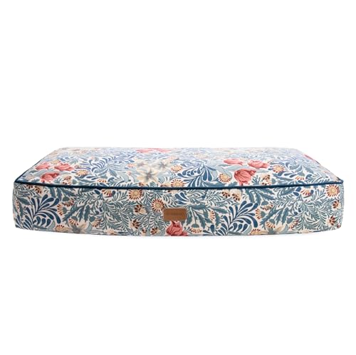 Rosewood x Morris & Co. Bower Berry Matratze für Hunde, großes Hundebett, blau, dick gepolstert, Rutschfester Boden, waschbar, luxuriöser William Morris Print von Rosewood