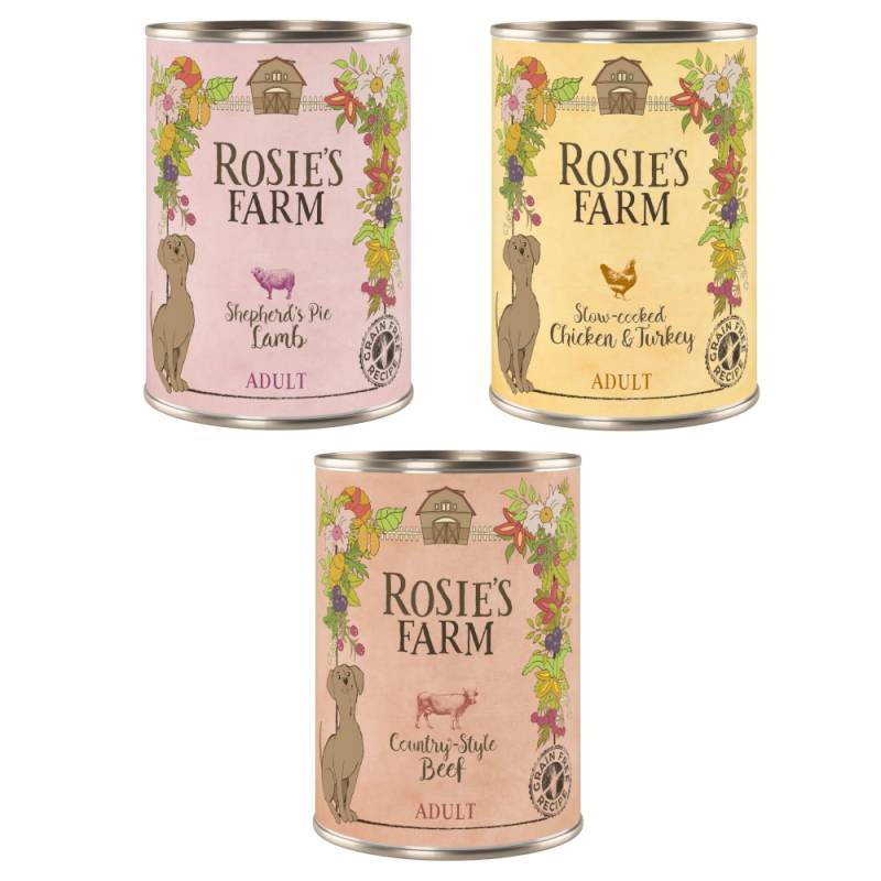 5 + 1 gratis! 6 x 400 g Rosie's Farm - Mix Paket (3 Sorten) von Rosie's Farm