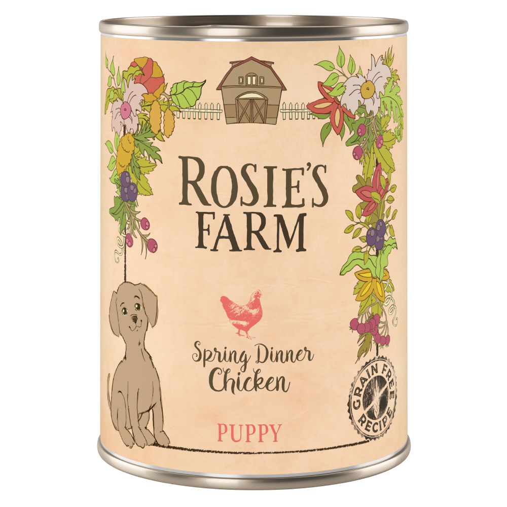 5 + 1 gratis! 6 x 400 g Rosie's Farm - Puppy: Huhn von Rosie's Farm