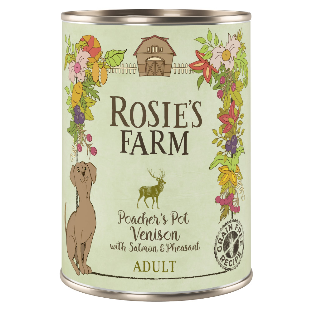 5 + 1 gratis! 6 x 400 g Rosie's Farm - Wild & Fasan mit Lachs von Rosie's Farm