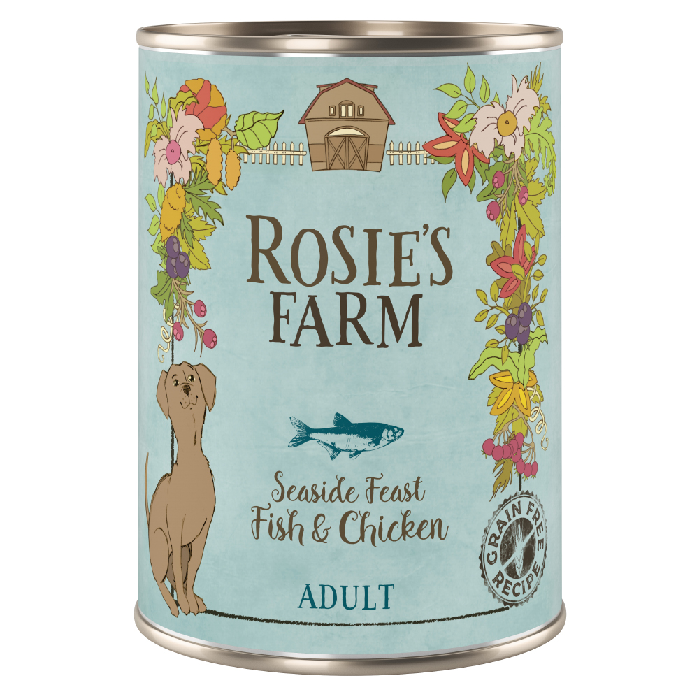 5 + 1 gratis! Rosie's Farm Adult 6 x 400 g - Fisch & Huhn 5 + 1 gratis! Rosie's Farm Adult 6 x 400 g - Fisch & Huhn von Rosie's Farm
