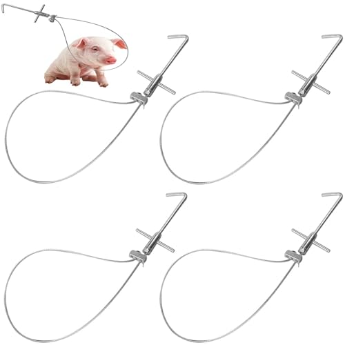 4 Set Schweinehalter Edelstahl Schweinefangstange - Kleintierfalle Schweinefangstange Halter Fangwerkzeug - Tierfangstange Bauernhofausrüstung Tierfängerzubehör von Rosixehird