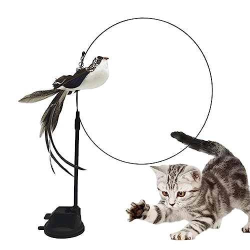 Rosixehird Katzen-Vogel-Spielzeug - Haustier-Zauberstab für Hauskatzen,Vogel-Katzenstab, Haustier-Übungsspielzeug mit Saugnapf, Kätzchen-Zauberstab-Spielzeug mit Glocke, Katzenstab zum Jagen von Rosixehird