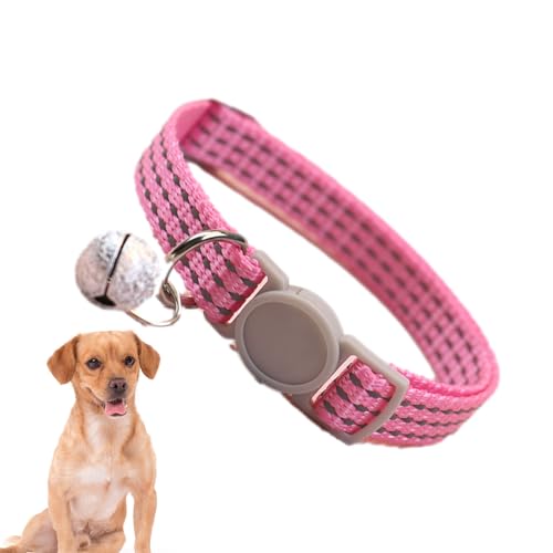 Rosixehird Reflektierendes Hundehalsband, Kätzchenhalsbänder mit Sicherheitsschnalle, Einfache Halsbänder mit klingender Glocke, Reflektierende Sicherheits-Hundehalsbänder aus Nylon, einfache von Rosixehird