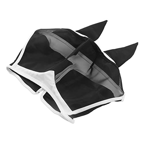 Rosvola Bremsenmaske Anti-Mücken-Strickstoff Bremsenmaske Leicht zu Tragende Weiche Elastische Gesichtsmaske (Klettverschluss, groß, schwarz) von Rosvola