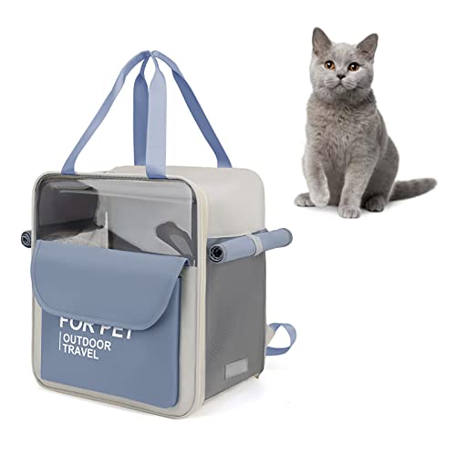 Rosvola Katzentragetasche, Atmungsaktiver, Leichter, Kratzfester Haustierrucksack Zum Spazierengehen für Welpen (Blau) von Rosvola