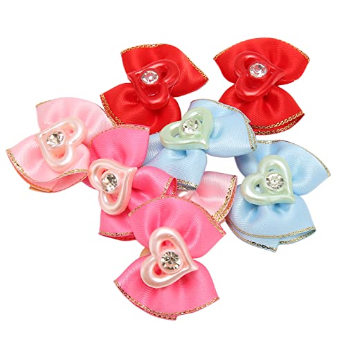 Rosvola Pet Hair Bows Exquisites Herzförmiges Design 24 Stück Hundehaar-Gummiband Zum Gehen von Rosvola