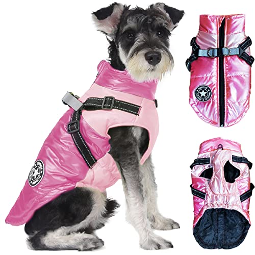 Hundemantel Winter, RosyFate Hund Warm Kleidung, Welpen Jacke, Weste Hund, Hunde Mantel Regendicht Winddicht, Hundemantel für Kleine und Mittlere Hunde (Rosa L) von RosyFate