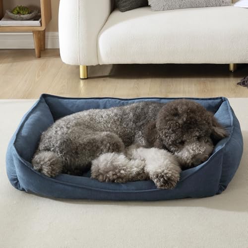 Rover Rest Arlee Home & Pet Lounger Cresent Orthopädisch, umweltfreundlich, bequem, abnehmbar, waschbar, Bezug mit wasserdichtem Futter und Rutschfester Unterseite, Couch-Stil, Haustierbett, Blau von Rover Rest