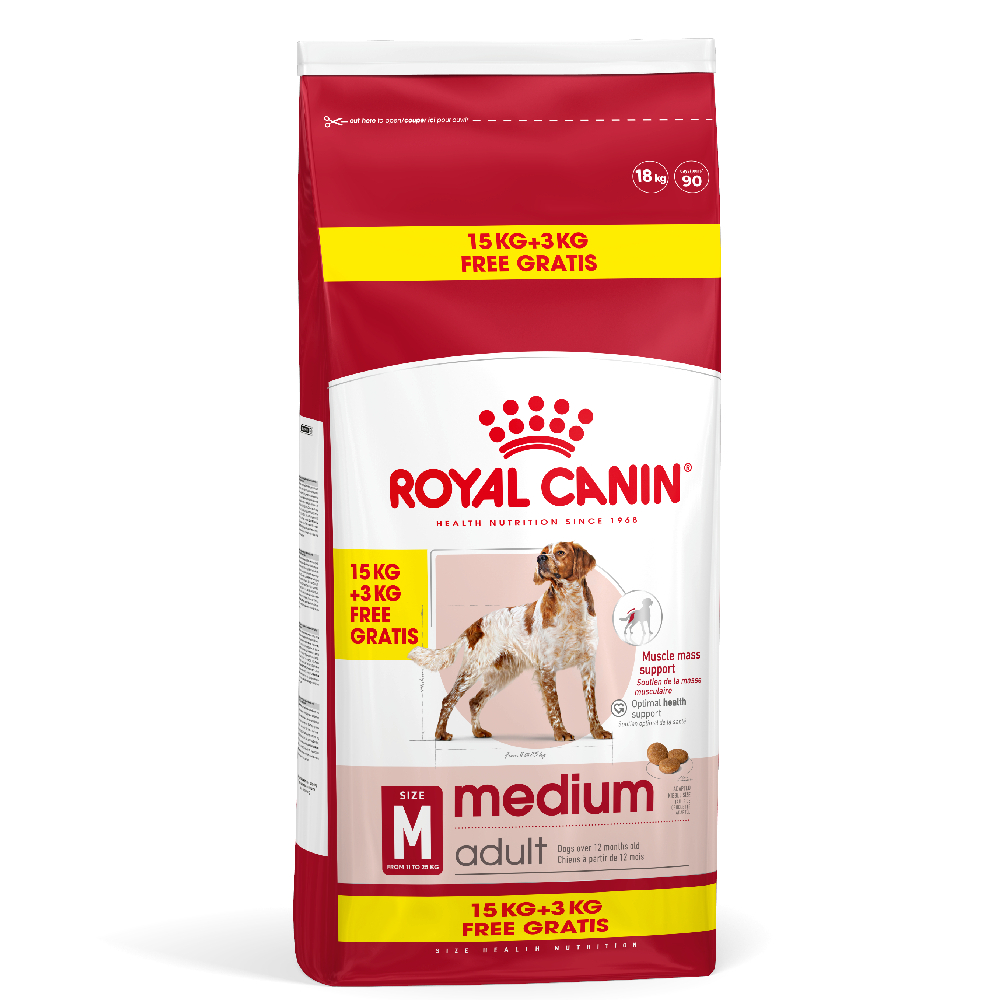 1 kg / 3 kg gratis! 9 kg / 18 kg Royal Canin Size im Bonusbag - Medium Adult (15 kg + 3 kg gratis!) von Royal Canin Size