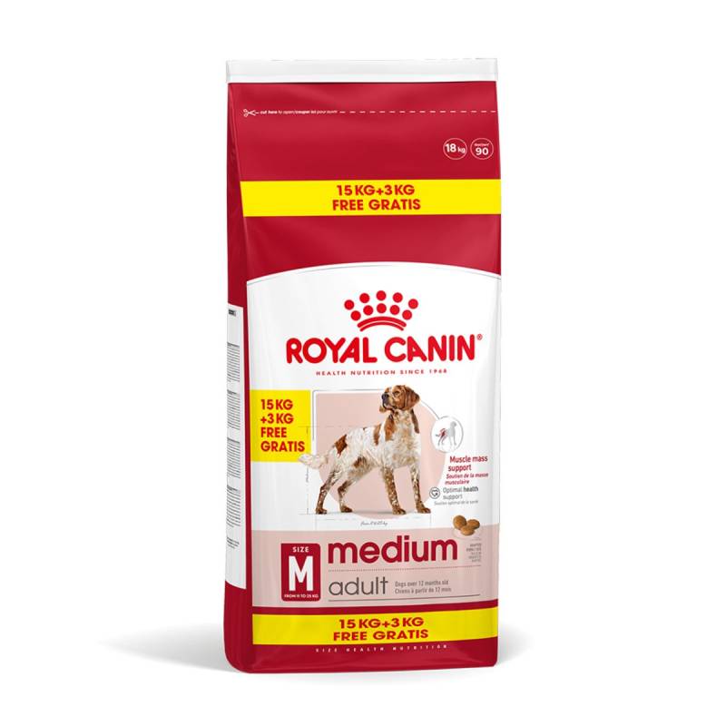 ROYAL CANIN MEDIUM Adult Trockenfutter für mittelgroße Hunde 15kg + 3kg von Royal Canin