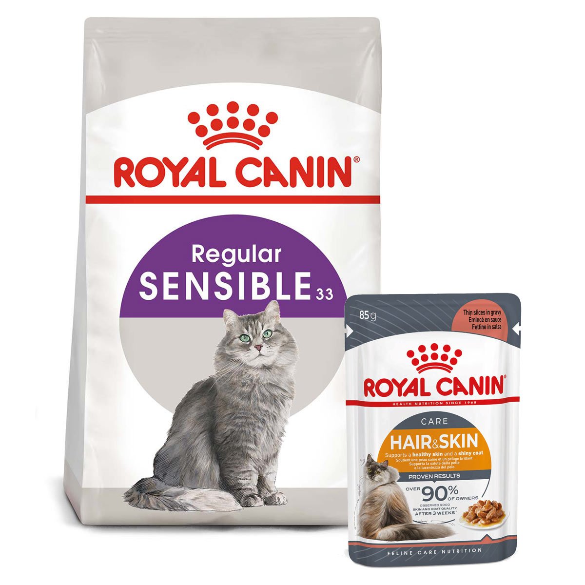 ROYAL CANIN SENSIBLE Trockenfutter 10kg + INTENSE BEAUTY Nassfutter 48x85g von Royal Canin