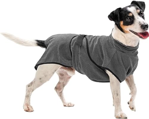 Royal Dry Bademantel Hund - Mikrofaser Hundebademantel - S - Rückenlänge 37-45 cm - Grau von Royal Dry