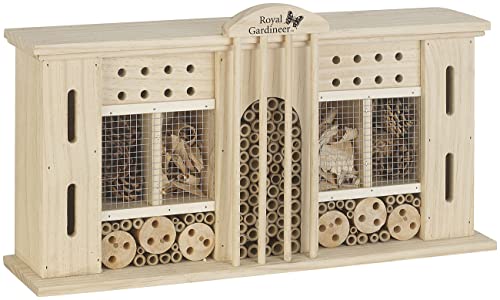 Royal Gardineer Bienenhaus: XXL-Naturholz-Insektenhotel und Nisthilfe Grand Hotel, 28 x 50 cm (Luxus-Insektenhotel, Insekten-Nistkasten, Schmetterling) von Royal Gardineer