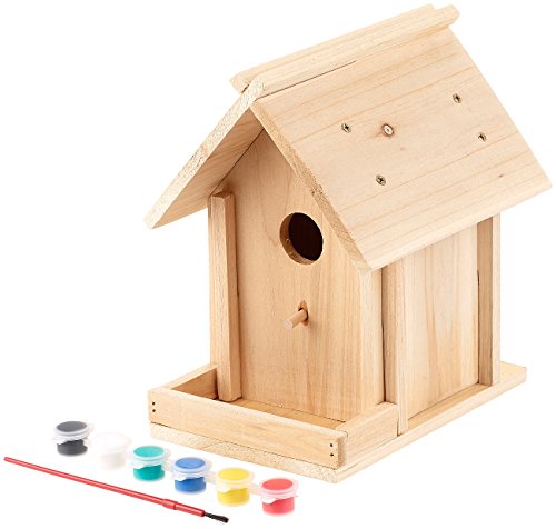 Royal Gardineer Vogelhäuschen: Nistkasten-Bausatz aus Echtholz, mit Balkon und 6-teiligem Farben-Set (lustige Nistkästen selber Bauen, Bausatz Vogelhaus, Geschenkideen) von Royal Gardineer