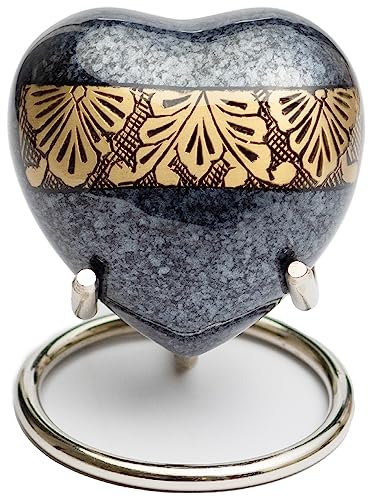 Royal Rapture Love Urn for Ashes Funeral Memorial Cremation Keepsake Heart & Stand (Gold.Grey, 3") von Royal Rapture