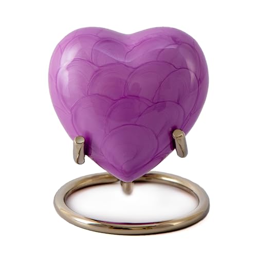 Royal Rapture Urn for Ashes Funeral Memorial Cremation Keepsake Love Urns Decorative Brass Heart with Stand (Purple Plain, 3") RHM03-04 von Royal Rapture