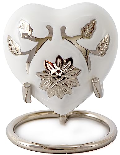 Royal Rapture Love Urn for Ashes Funeral Memorial Cremation Keepsake Heart & Stand (White.Flower, 3") von Royal Rapture