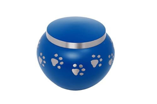 Royal Rapture Paw Printed Pet Dog/Cat Jar Urn for Ashes Memorial Funeral Cremation Love 4"(Small) and 6"(Large) (Blue, 6") von Royal Rapture