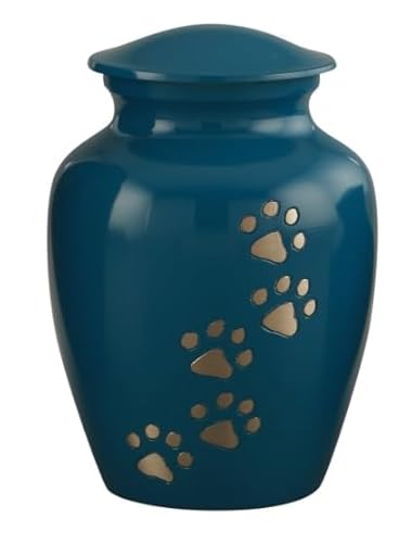 Royal Rapture Urn for Ashes Jar Paw Engraved Dog Cat Funeral Cremation Memorial Love Urns Decorative(Blue 6") RJM06-10 von Royal Rapture