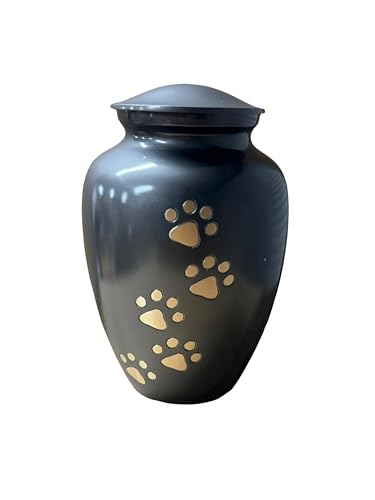 Royal Rapture Urn for Ashes Jar Paw Engraved Dog Cat Funeral Cremation Love Urns Decorative(Grey 4") RJM06-01 von Royal Rapture