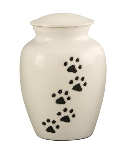 Royal Rapture Urn for Ashes Jar Paw Engraved Dog Cat Funeral Cremation Love Urns Decorative(White 4") RJM06-03 von Royal Rapture