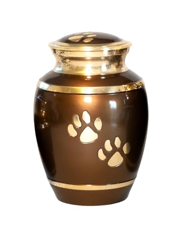 Royal Rapture Urne en frêne Avec Patte gravée Pour Chien et Chat - Urne funéraire Pour crémation - Bleu - 20 cm de Large (Brown.Gold, 6" Medium) von Royal Rapture