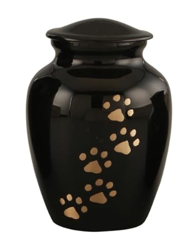 Royal Rapture Urn for Ashes Jar Paw Engraved Dog Cat Funeral Cremation Memorial Love Urns Decorative(Black 6") RJM06-07 von Royal Rapture