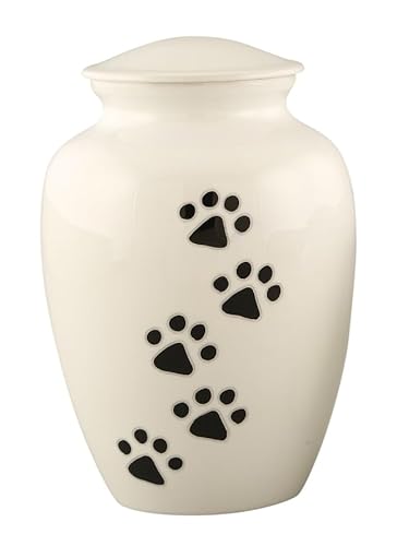 Royal Rapture Urne en frêne Avec Patte gravée Pour Chien et Chat - Urne funéraire Pour crémation - Bleu - 20 cm de Large (White, 8" Large) von Royal Rapture