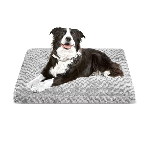 Roypet Waschbares Deluxe-Hundebett, superweiche Memory-Schaumstoff-Hundematratze – bequem das ganze Jahr über, unverzichtbar für große Hunde (Grau, L) von Roypet