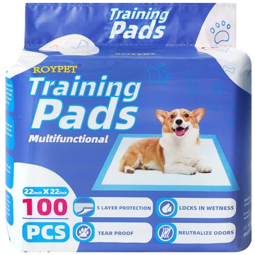 Roypet Multi Hund Training Pads Inkontinenz Underpads mit optionalen Scents und Größe in Box, 50 und 100 Stück, Medium:22"*23", No Scent von Roypet