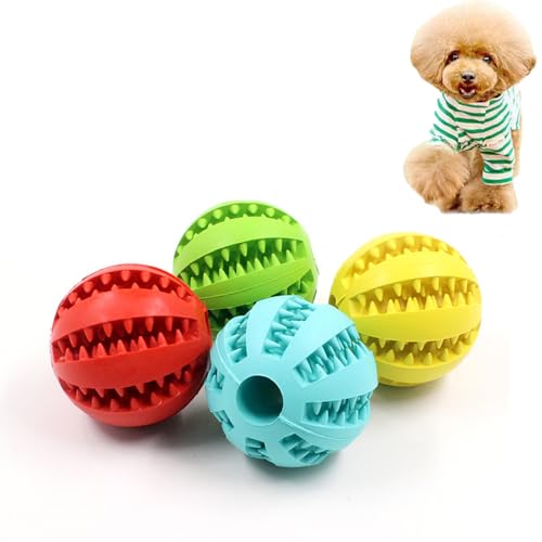 Roysmart 4 Stück Hundespielzeug Ball, Hundeball Robuster Hunde Ball, Hundeball mit Zahnpflege-Funktion, Bissfestes Hundespielzeug, Naturgummi Hund Feeder Ball für Kleine Hunde (5cm) von Roysmart