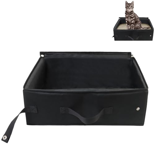 Roysmart Faltbares Reise Katzenklo, Katzentoilette Reise Tragbare, wasserdichte Katzentoiletten, Leicht zu Reinigen Katze Katzentoilette Indoor Outdoor Zuhause Camping Reisen - 40 * 30 cm (Schwarz) von Roysmart