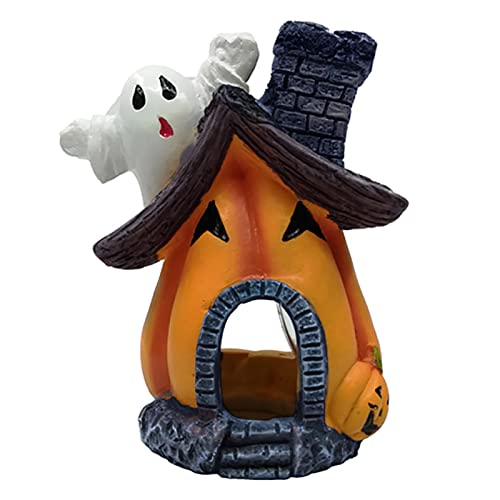 Aquarium Aquarium Dekoration Simulation Gemüse Cartoon Harz Dekoration Kürbis Haus Halloween Set Dekoration Schreibtisch Aufbewahrung Schwarz (A, One Size) von Rpporm