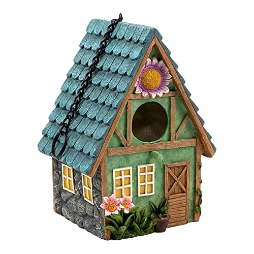 Rpporm Für außen Hut House Hängeharz Bird Bird Harz Dekorative Patio & Garden Vogelfutterhaus Mit Ständer Wetterfest, One Size von Rpporm