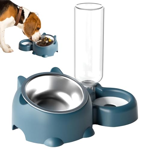 Futternapf für Hunde und Katzen, 16 Grad geneigter Futternapf, abnehmbarer Futternapf, Wasserspenderflasche, rutschfest, automatische Wasserspenderflasche, einfach zu bedienen, tragbar für Katzen, von Rproonay