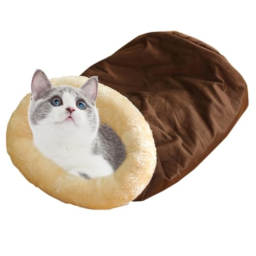 Rproonay Katzen-Winterschlafsack, warme Katzenhöhle, halbgeschlossenes Katzenbett, weiches bequemes Katzen-Versteck Katzentunnel, beruhigendes Kissenbett, bedecktes Katzenbett, einfach zu bedienen, von Rproonay