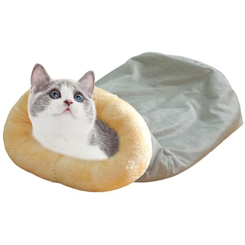 Rproonay Katzen-Winterschlafsack, warme Katzenhöhle, halbgeschlossenes Katzenbett, weiches bequemes Katzenversteck, Katzentunnel, beruhigendes Kissenbett, bedecktes Katzenbett, einfach zu bedienen, von Rproonay