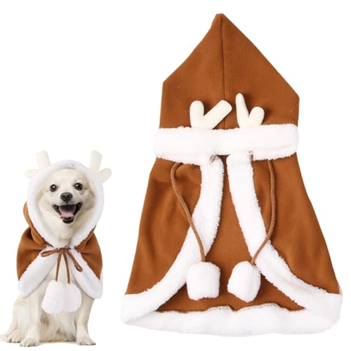 Christmas Pet Cape, Fawn Pet Christmas Clothes, Dog Cloak with Hat, Cat Christmas Outfit, Christmas Pet Costume, Pet Christmas Cape with Hood, Cat Christmas Cape for Winter, S M L, Polyester von Rqrdww