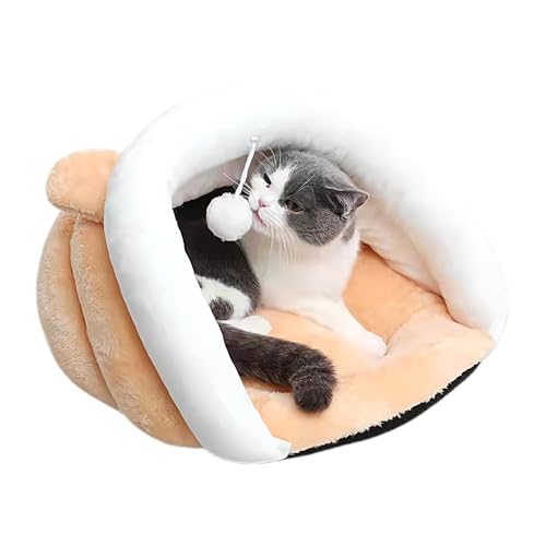 Katzenbett Höhle Slipper Katzenbett Katzenversteck Haus Waschbares Katzenbett Halbgeschlossenes Haustierbett Katzenhöhle mit Spielzeug Kleine Hundehöhle Bett Indoor Katzenversteck Katzenhaus Zelt von Rqrdww