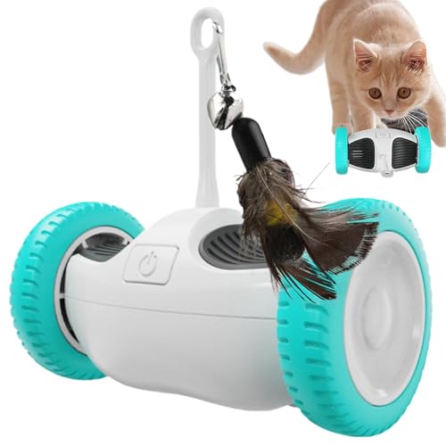 Rqrdww Automatic Interactive Cat Toy, Kitten Toy Car, Smart Cat Exercise Toy, Rechargeable Cat Toy, Feather Interactive Toy, Automatic Cat Exercise Toys, Indoor Cat Plaything, Engaging Cat Toy von Rqrdww