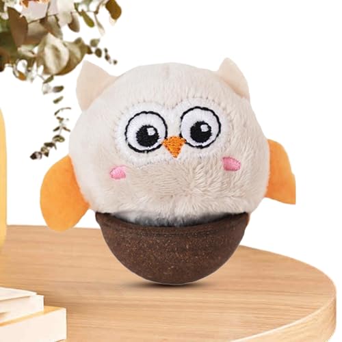 Rqrdww Cat Ball Teaser, Interactive Plush Owl Toy, Auto Balancing Cat Toy, Pet Cat Entertainment Companion, Plush Cat Teaser Toy, Bedroom Pet Play Toy, Cat Grass for Bedroom, Courtyard, Pet Shelter von Rqrdww