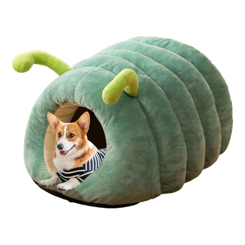 Velvet Pet Sleeping Bed, Winter Warming Pet House, Animal Shape Cat Bed Cozy Cat Sleeping Tent Cat Cave Tent Bed Plush Cat Cave Bed Cave Bed Cave Bed for Pets Dogs Small Cats, Orange Green von Rqrdww